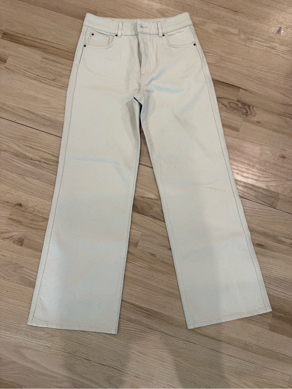Sezane High-Rise Wide Leg Jeans in Ecru - Picture 6 of 12